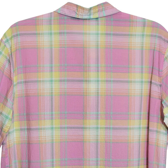 Ralph Lauren Pink and Yellow Plaid Shirt Button Down Tunic Casual Classic Size S - Picture 9 of 13